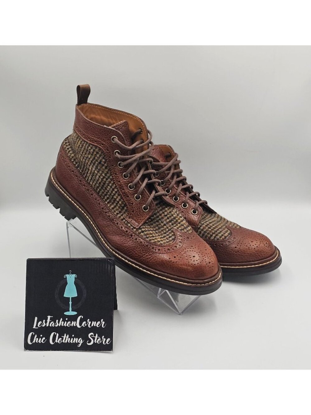 NWOB Taft Men's Brown Leather Tweed  The Boston Longwing Boots Size 9D 3654 - Picture 11 of 16